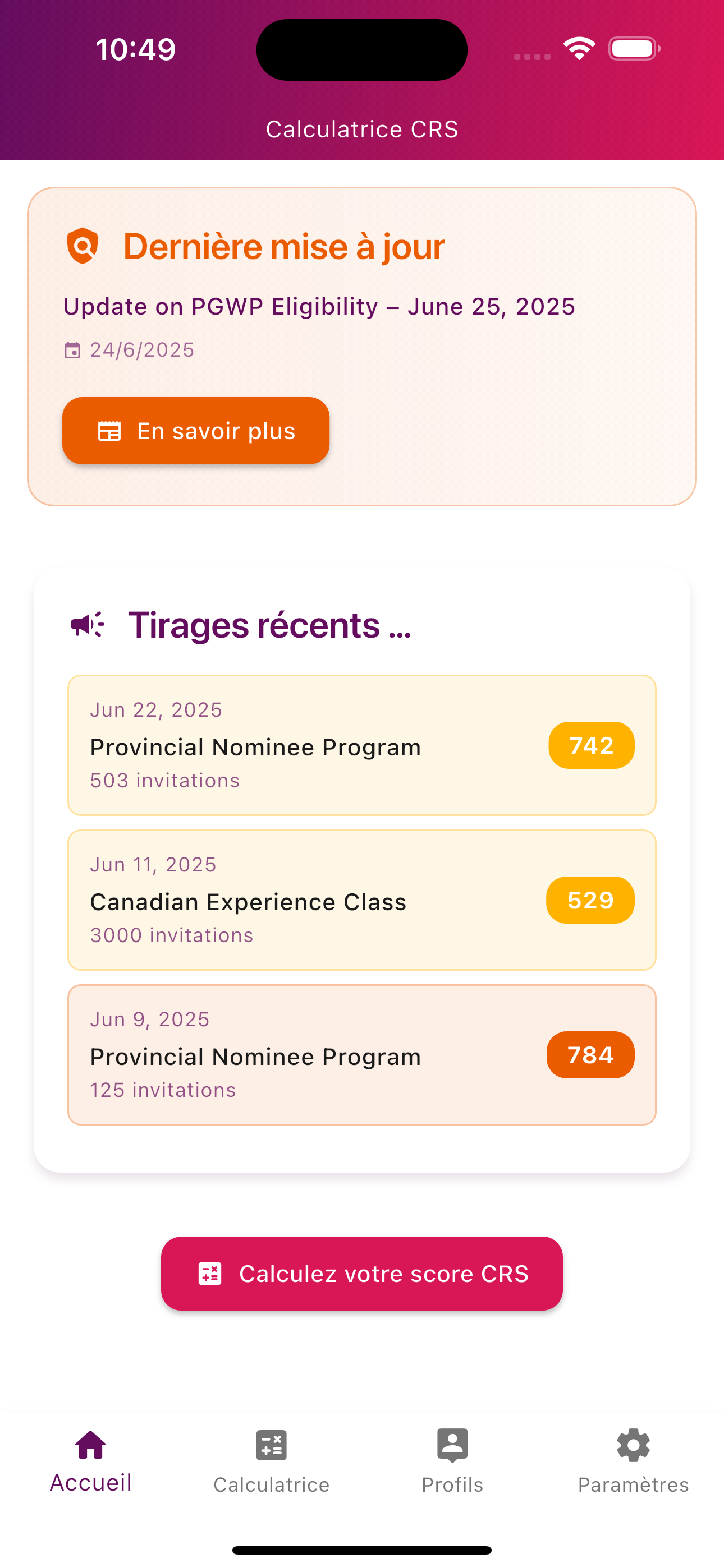 CRS Score Results
